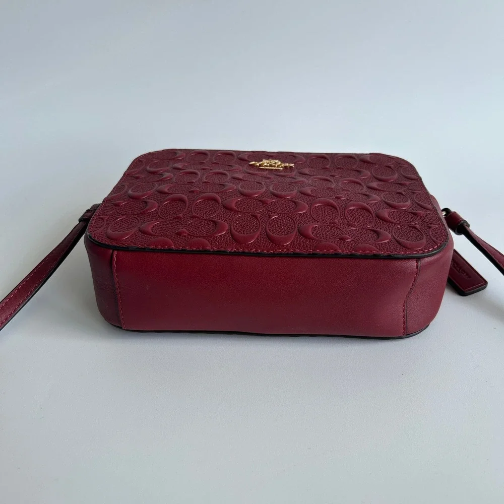 Coach Mini Jamie Crossbody Burgundy Signature Leather Camera Bag CC943